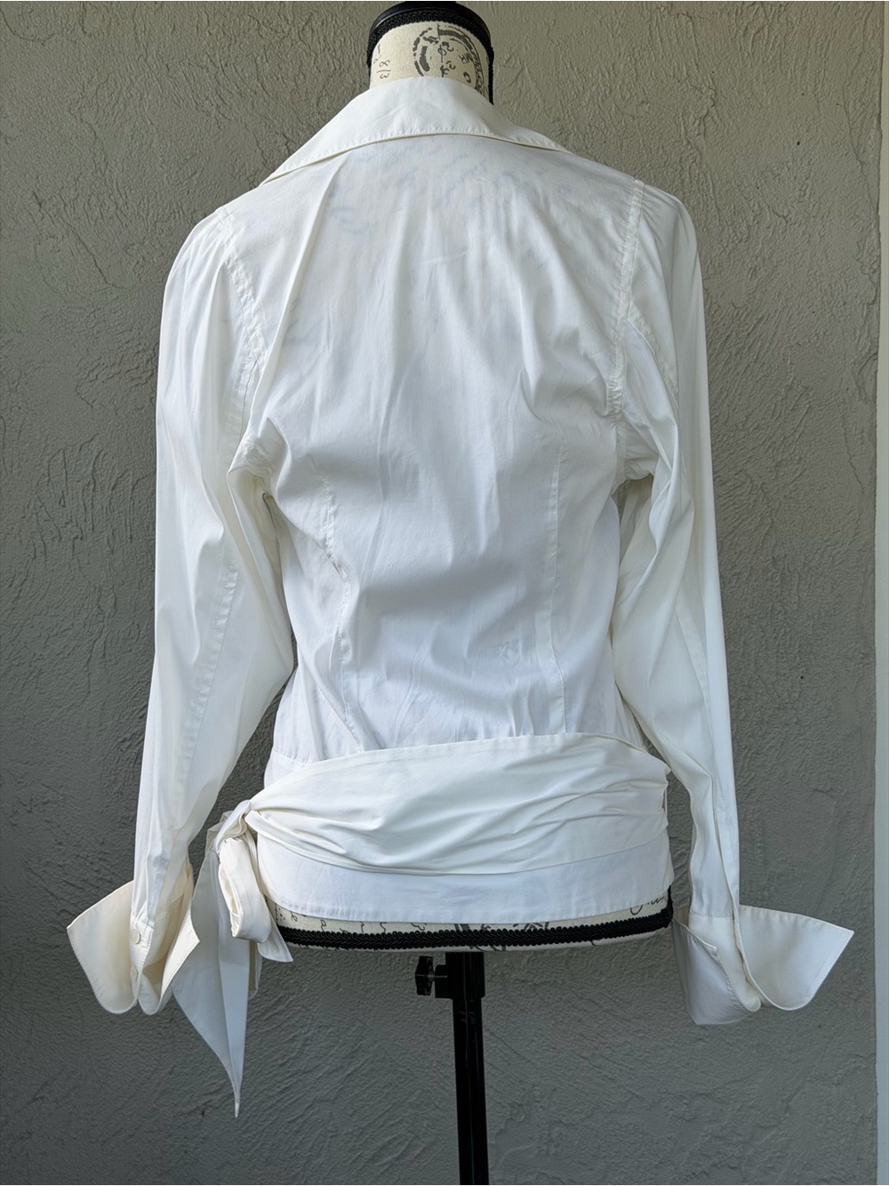 BCBGMaxAzria White Wrap-Front Button Down Blouse - Picture 2 of 6